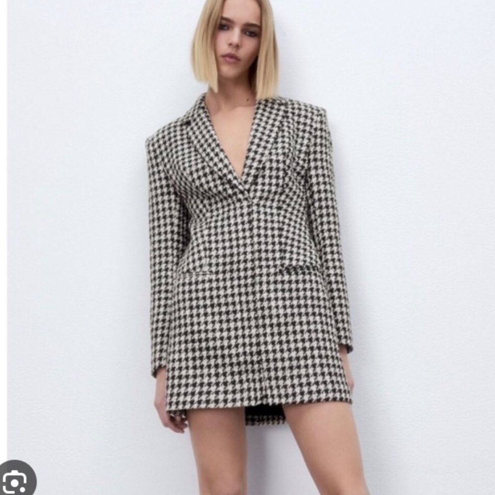 NWT Zara Houndstooth Structured Blazer Dress